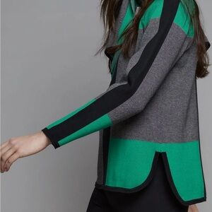 Bylyse Colorblock Knit Sweater, Green and Black, Sz M
